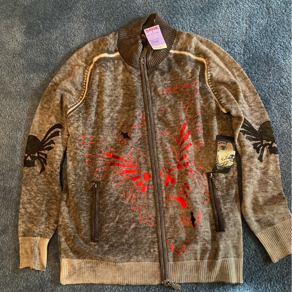 Ed Hardy zip up sweater